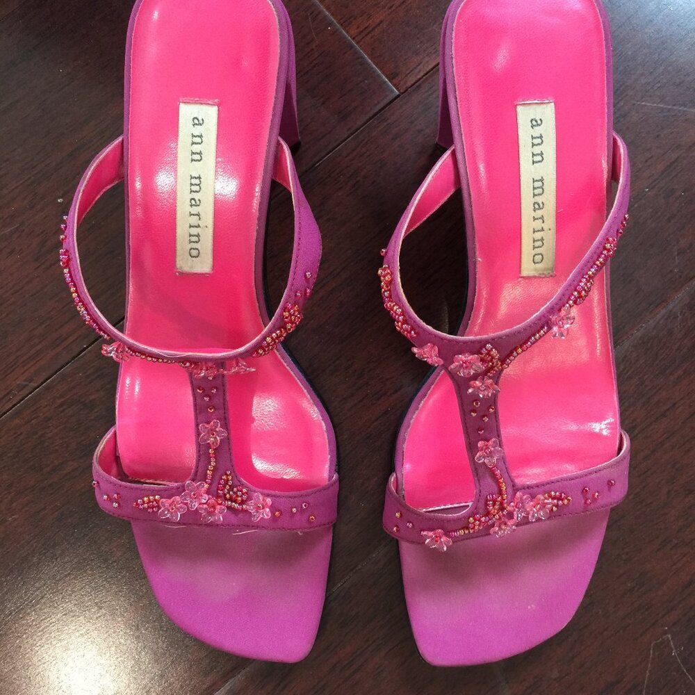 Ann Marino Pink Mules - Size 6M - Beaded - Gently used